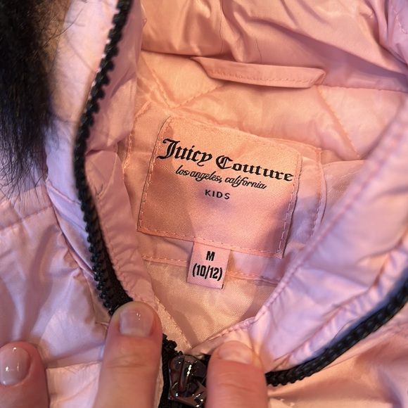 Juicy Couture Girls Pink Puffer Jacket Coat Parka with Fur Hoodie - 10/12 (M) - Picture 6 of 8